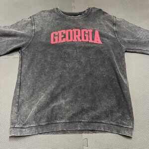 Georgia Corded Crew Sweatshirt Large By Pressbox 100% Cotton Ribbed Texture Blac